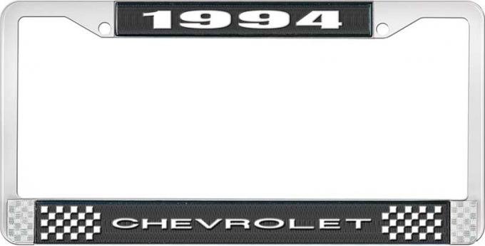 OER 1994 Chevrolet Style # 1 Black and Chrome License Plate Frame with White Lettering LF2239401A