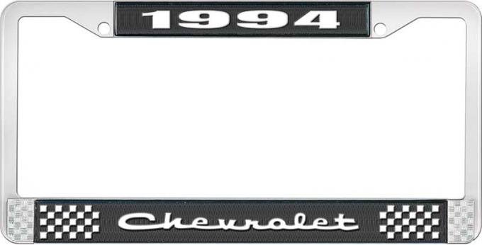 OER 1994 Chevrolet Style # 2 Black and Chrome License Plate Frame with White Lettering LF2239402A
