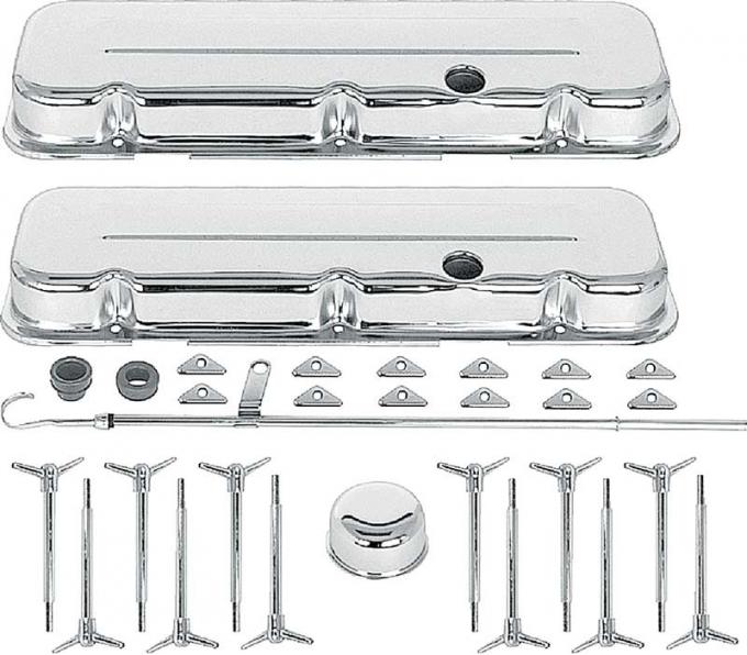 OER Chevrolet Engine Dress Up Set, Chrome, Low Profile Valve Covers, T-Bolts, Big Block T3045