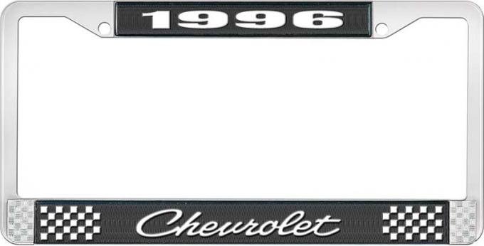 OER 1996 Chevrolet Style # 4 Black and Chrome License Plate Frame with White Lettering LF2239604A