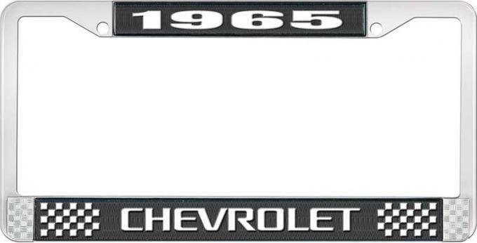 OER 1965 Chevrolet Style #3 Black and Chrome License Plate Frame with White Lettering LF2236503A