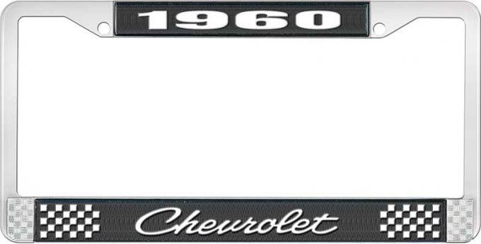OER 1960 Chevrolet Style #4 Black and Chrome License Plate Frame with White Lettering LF2236004A