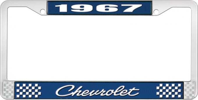 OER 1967 Chevrolet Style #4 Blue and Chrome License Plate Frame with White Lettering LF2236704B