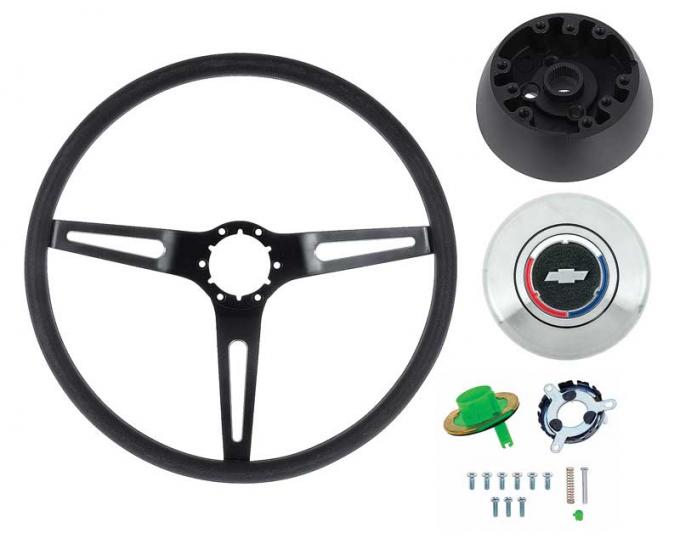 OER 1969-72 Comfort Grip Steering Wheel Kit - w/o Tilt Wheel - Black Spokes- Black Grip *K619B