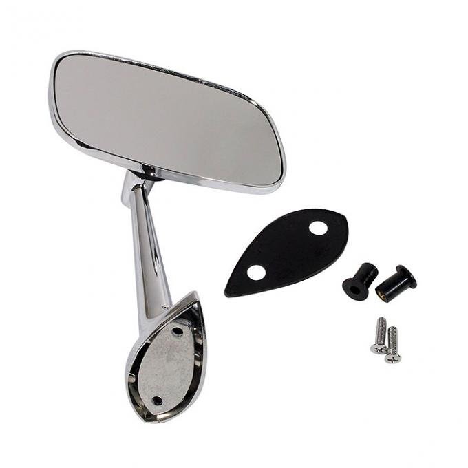 Corvette Outside Mirror, Chrome, Right With Mounting Kit 1968-1974