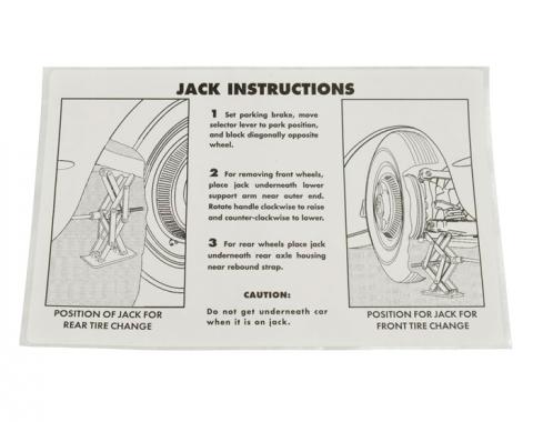 Corvette Decal, Jacking Instruction, 1953-1960