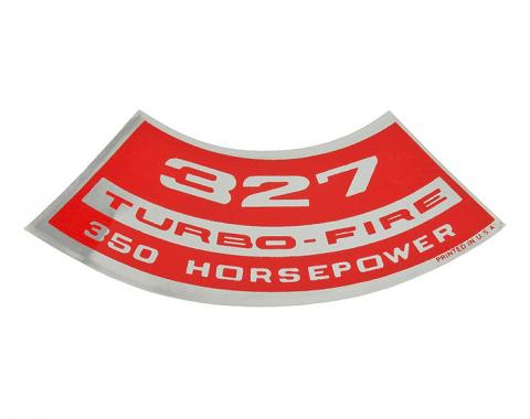 Corvette Air Cleaner Decal 327 Turbo Fire, 350 HP, 1967-1968