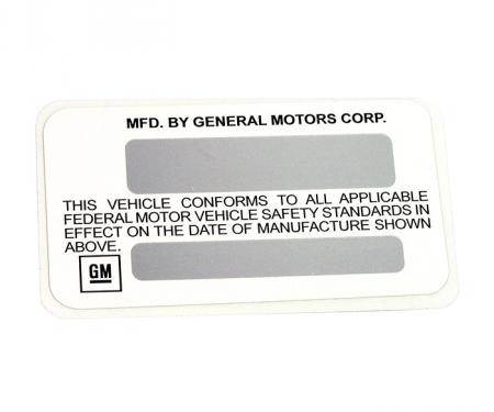 Corvette Label, Certification 75L, 1975-1977