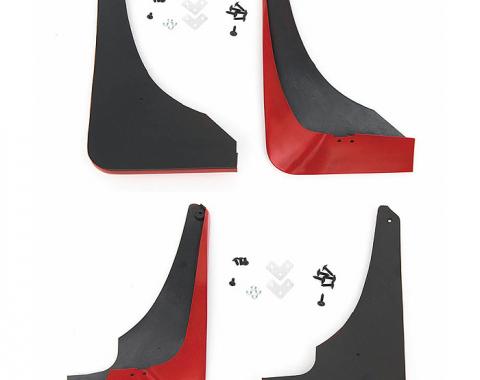 Corvette Splash Guards, Body Contoured, Front & Rear, Torch Red, Altec, 1997-2004