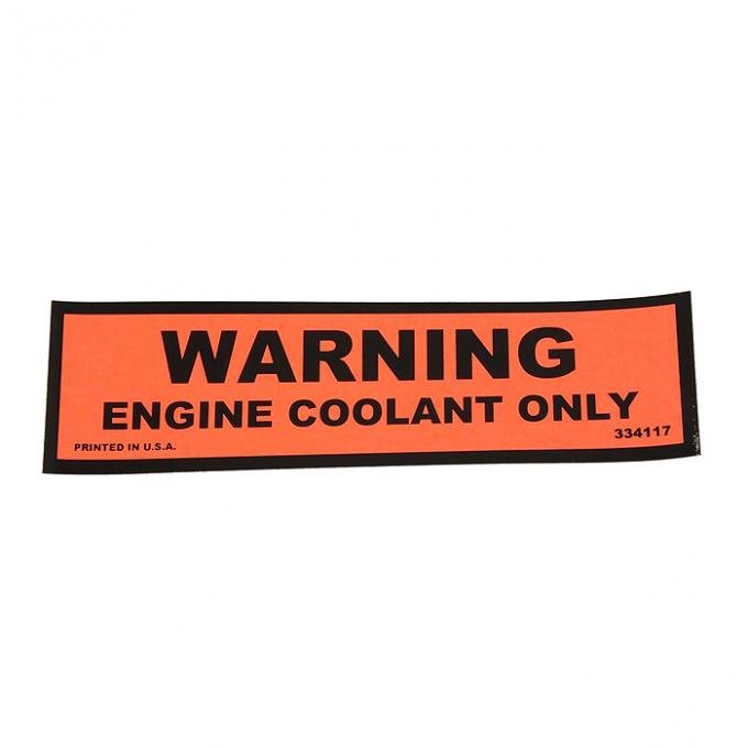 Corvette Decal, Coolant Warning, 1974-1978
