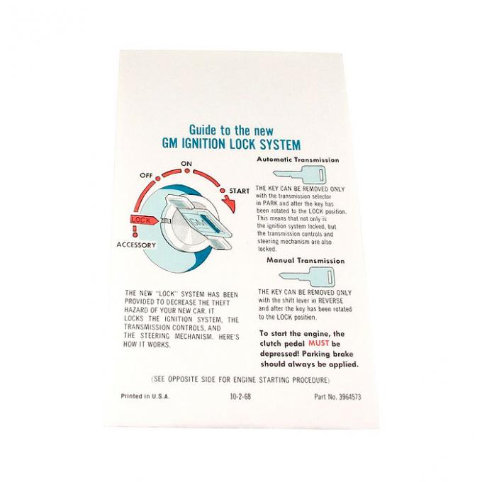 Corvette Instructions, Start & Interlock, 1969