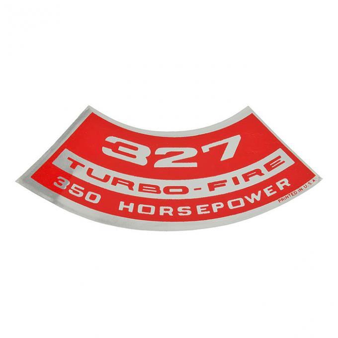 Corvette Air Cleaner Decal 327 Turbo Fire, 350 HP, 1967-1968