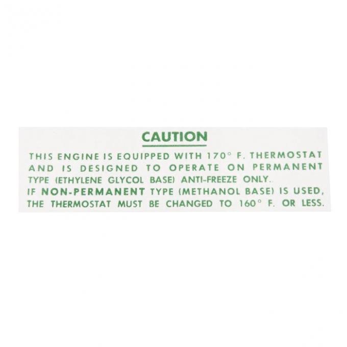 Corvette Radiator Decal, Caution, 1958-1962