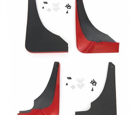 Corvette Splash Guards, Body Contoured, Front & Rear, Torch Red, Altec, 1997-2004