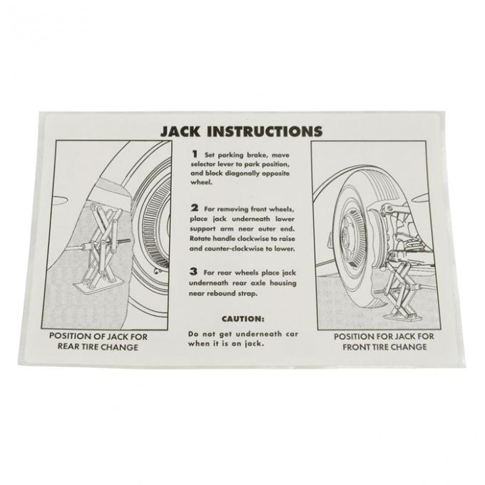 Corvette Decal, Jacking Instruction, 1953-1960