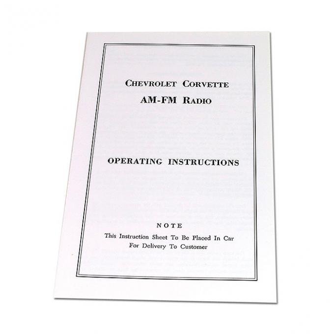 Corvette Instructions, Radio AM/FM, 1965-1967