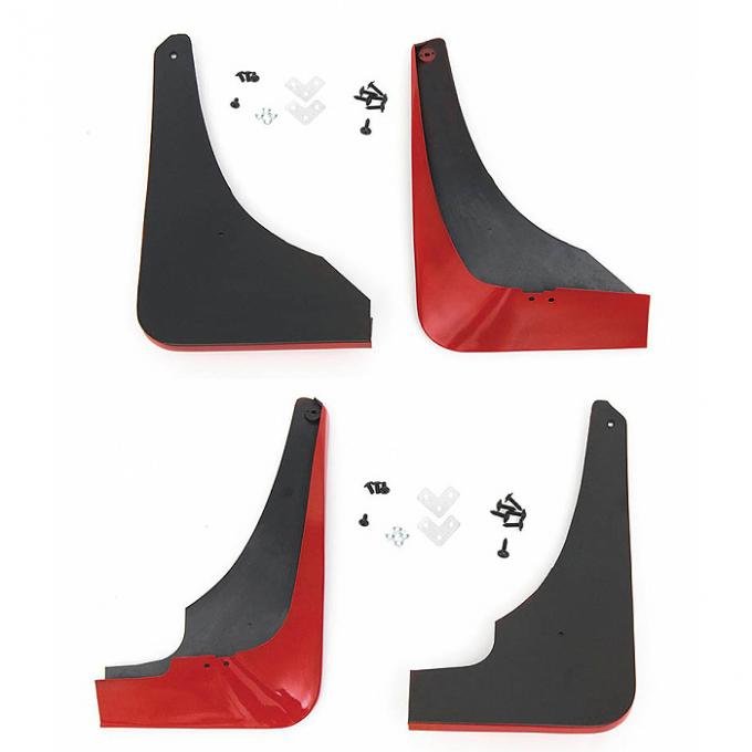 Corvette Splash Guards, Body Contoured, Front & Rear, Torch Red, Altec, 1997-2004