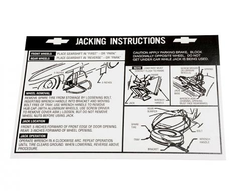 Corvette Decal, Jacking Instruction, 1967