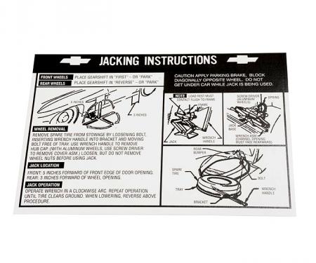 Corvette Decal, Jacking Instruction, 1967